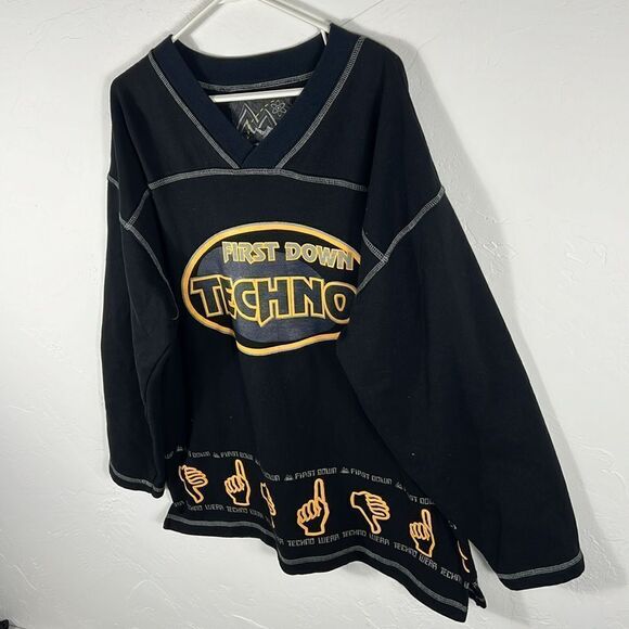 🔥 FIRST DOWN TECHNO Japanese Designer Streetwear Brand Sweatshirt Lg - PERFECT - Picture 5 of 8